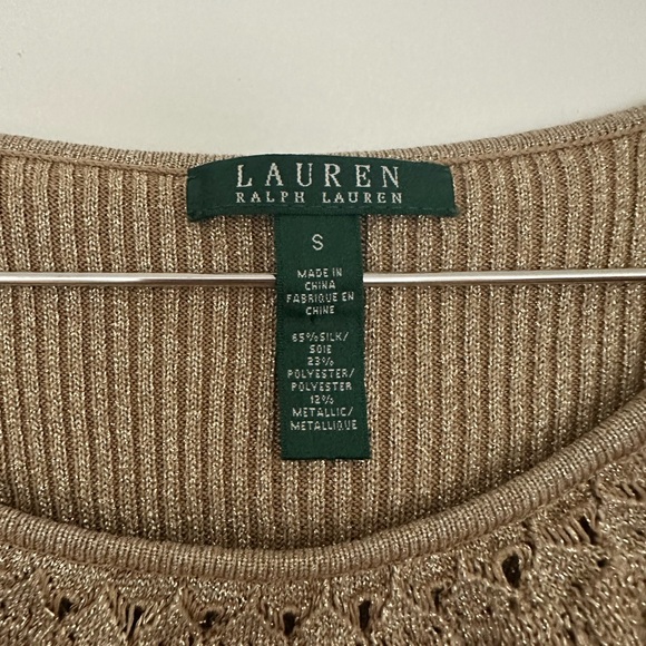 Ralph Lauren Tan Crew Neck Sweater with Ruffle Detail - Picture 2 of 2